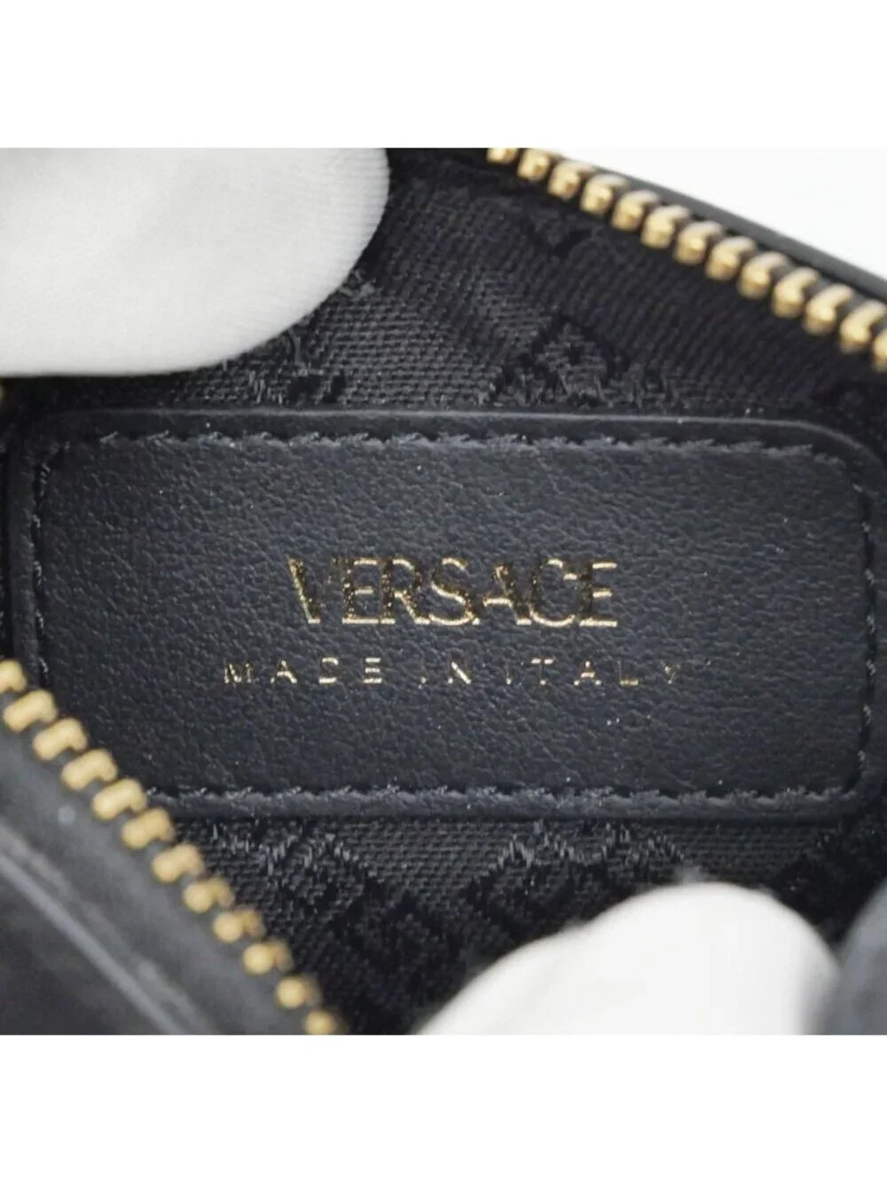 Versace Fragment Case Leather Black Medusa Gold Card
